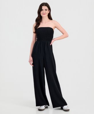 Juniors' Smocked Strapless Jumpsuit