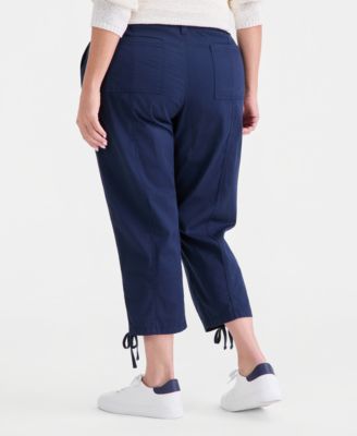 Plus Size Tie-Hem Cropped Utility Pants, Exclusively at Macy's 
