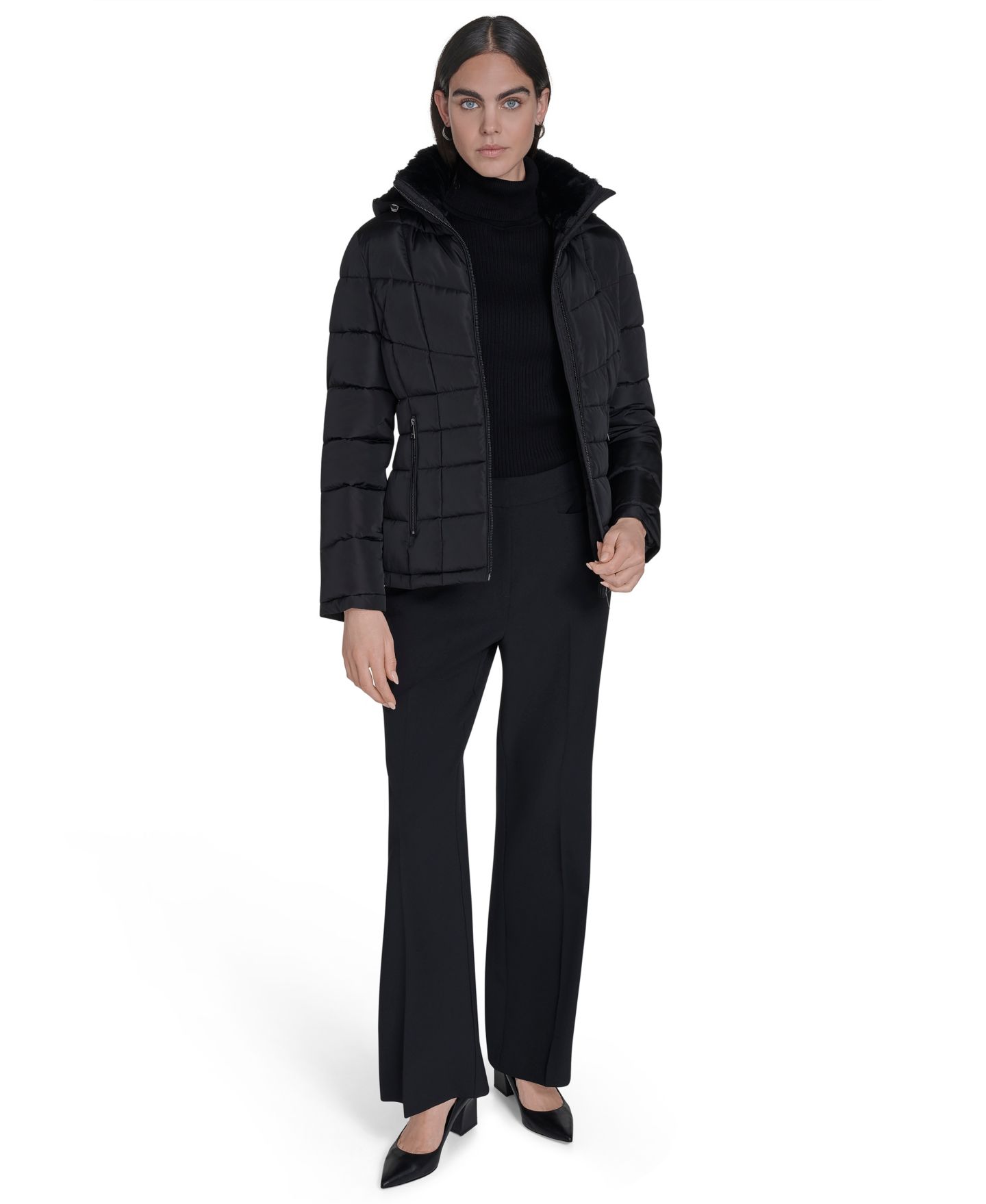Женская куртка Calvin Klein Stand Collar Lined Puffer, цвет: Чёрный — фото 3