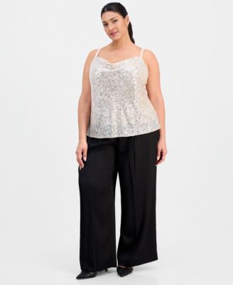 Plus Size Sequinned Cowlneck Camisole
