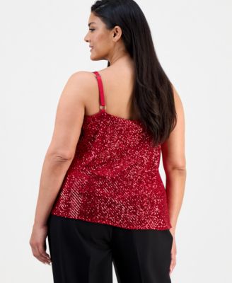 Plus Size Sequinned Cowlneck Camisole