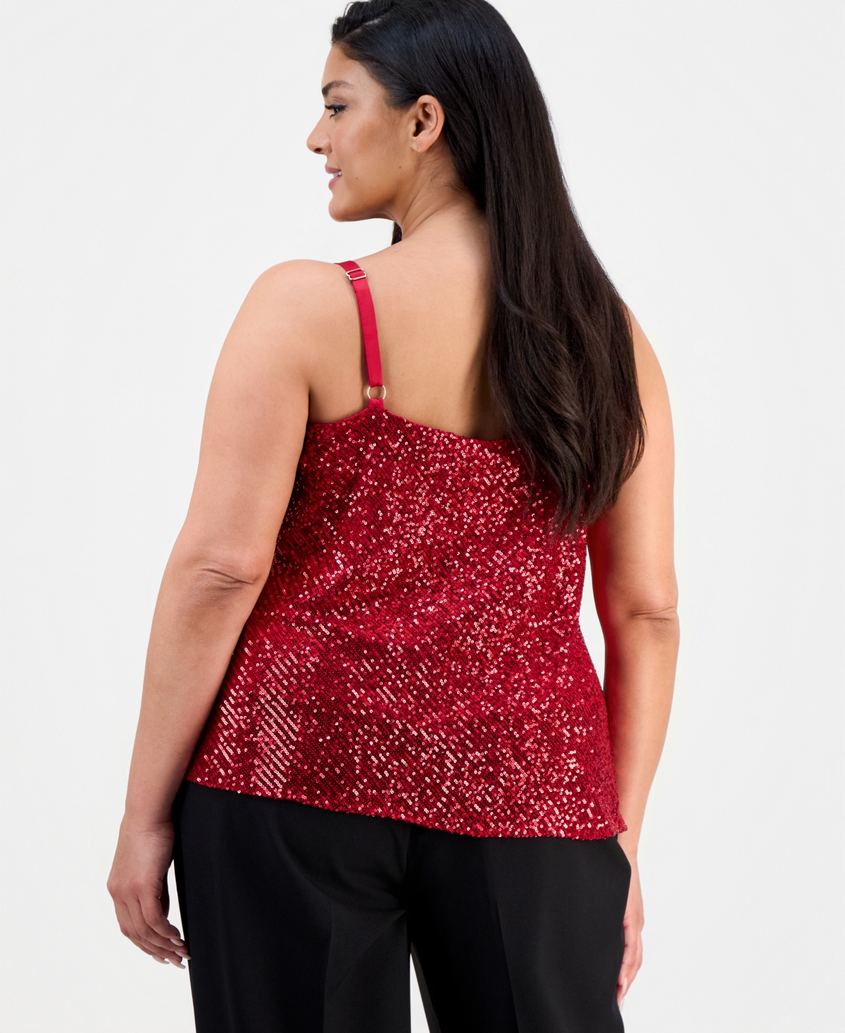 Tahari Asl Plus Sequinned Cowlneck Camisole