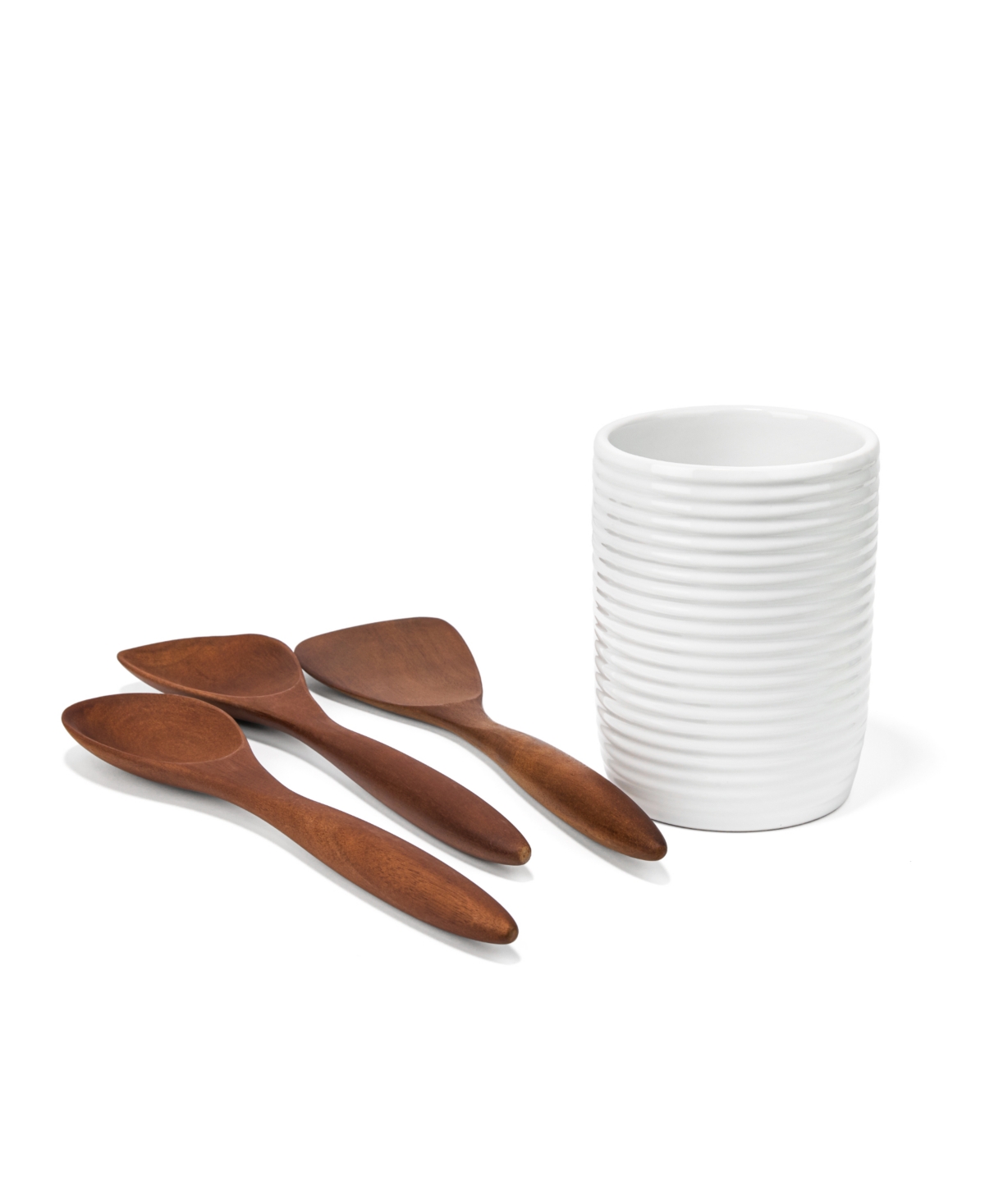 Nambe Breaking Bread Wood Utensils with Canister