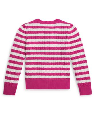 Girls' 2T-6X Striped Mini-Cable Cardigan