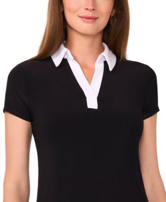 Women's Short-Sleeve Combo Collar Dress