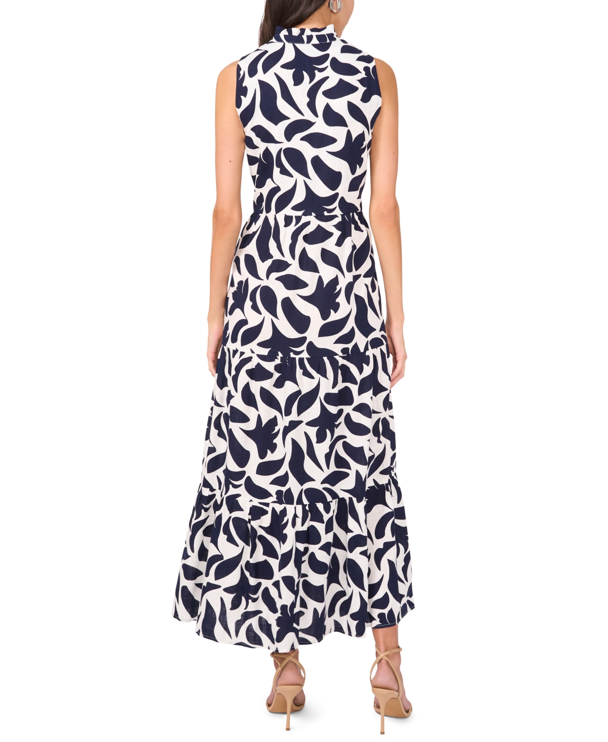 Msk Women's Sleeveless V-Neck Tiered Maxi Dress