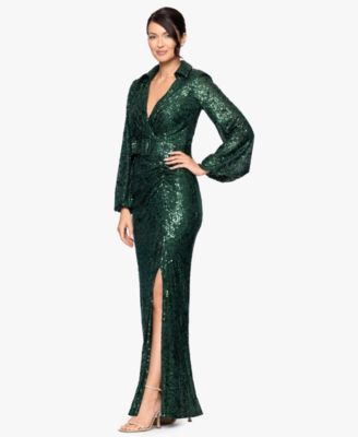 Women's Sequin Collared Long Dress