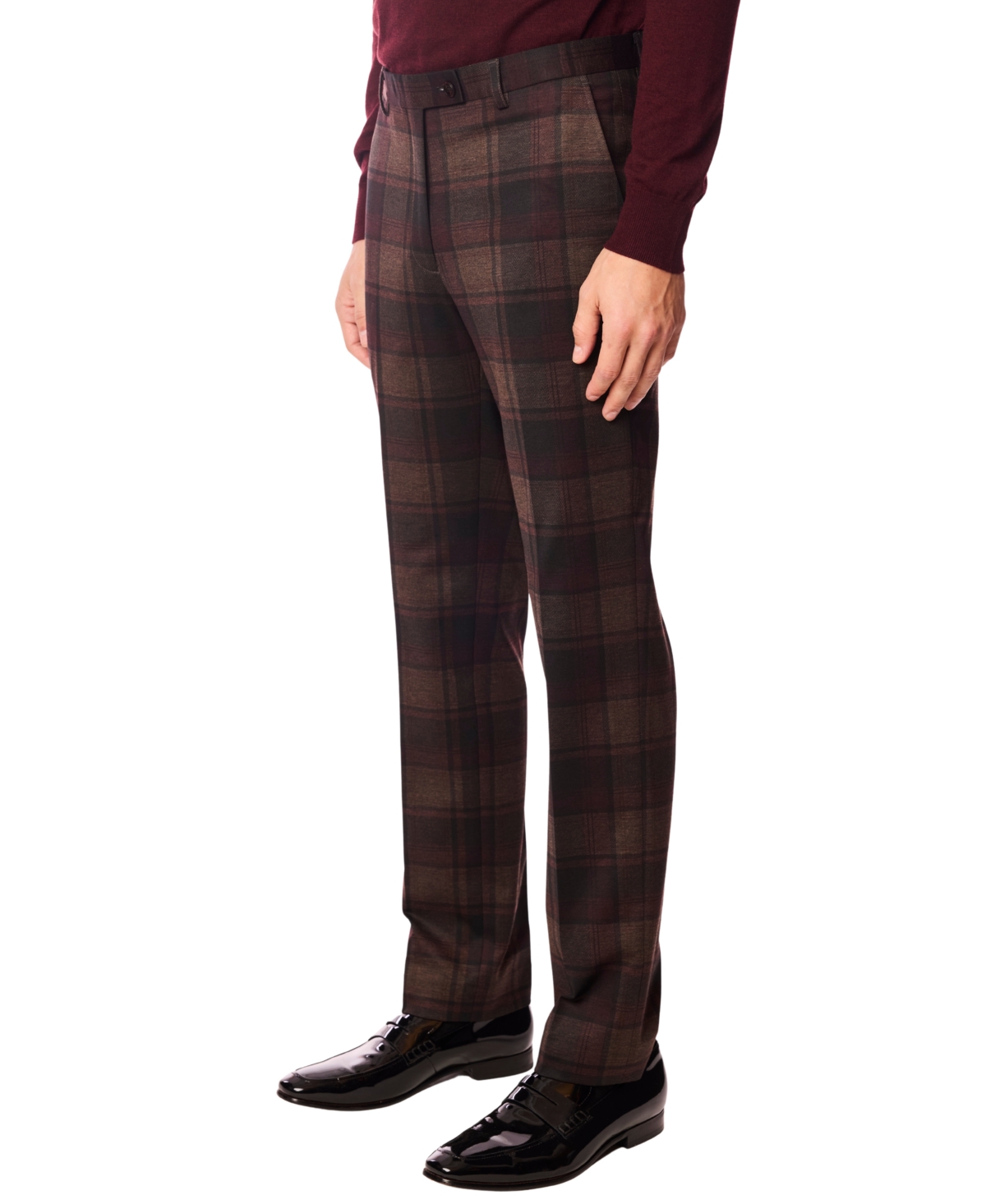 Paisley & Gray Downing Slim Fit Flat Front Plaid Dress Pants In Multi