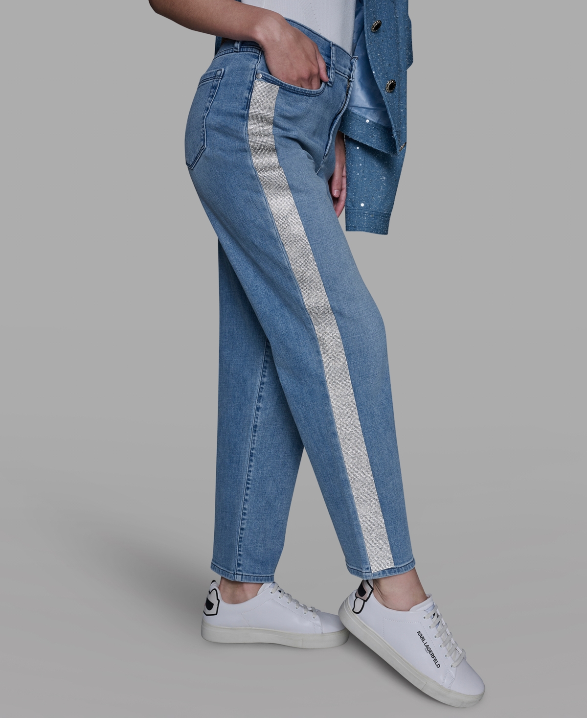 Karl Lagerfeld Paris Petite Ankle Jeans with Hotfix Detail
