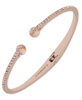 2-Pc. Color Floating Stone Crystal Cuff Bangle Bracelet and Matching Stud Earrings Set