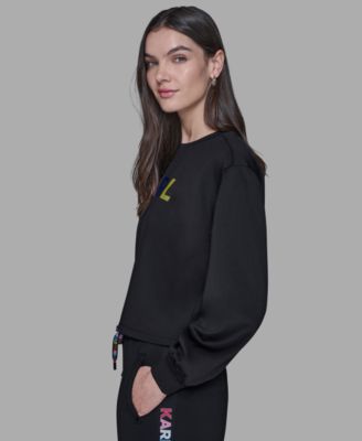 Petite Embroidered Logo Long-Sleeve Sweater