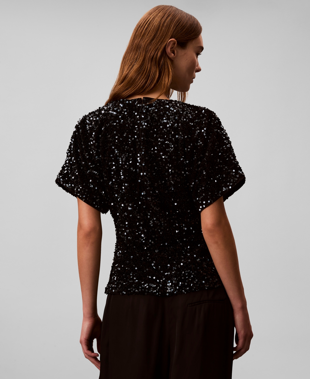 Calvin Klein Women's V-Neck Sequin Top