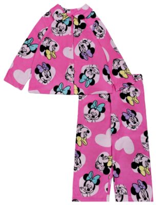 AME - Girls Toddler 2T-4T 2-Piece Minnie Heart Love Coat-Style Top and Pants Pajama Set
