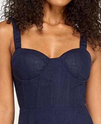 Juniors' Sweetheart Neck Corset Midi Dress