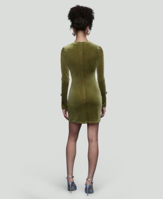 Women's Long-Sleeve Stretch Velvet Mini Dress
