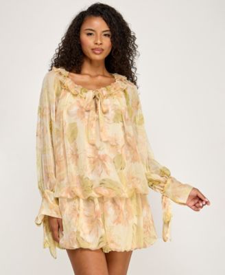 SENI & CADE - Women's Drop Waist Ruffled Boat Neck Dress