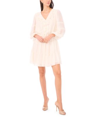 CeCe - Women's Long-Sleeve Ruffle Front Tiered Mini Dress