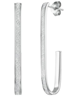Glitter Polished 2-Pc. Set J-Hoop Earrings in Sterling Silver