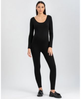 Maternity Slim Scoop Neck Maddy Jumpsuit with Long Sleeves
