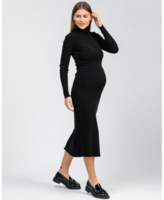 Maternity Turtleneck Maxi Dress Penelope with Side Slit