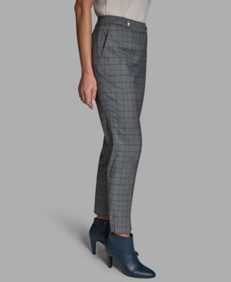 Women's Plaid High-Rise Straight Pants