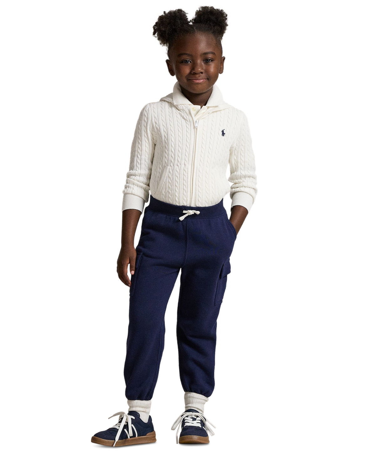 Polo Ralph Lauren Toddler and Little Girls Mini-Cable Cotton Full-Zip Hoodie