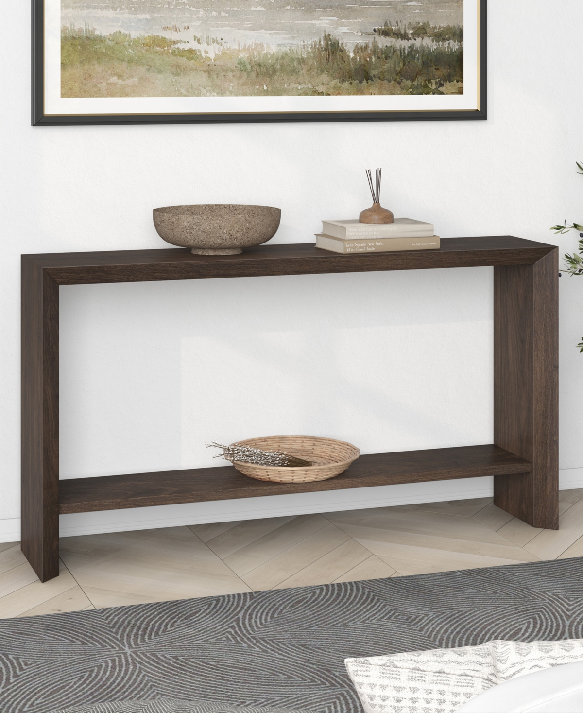Hudson & Canal Osman 55" Wood Wide Rectangular Console Table