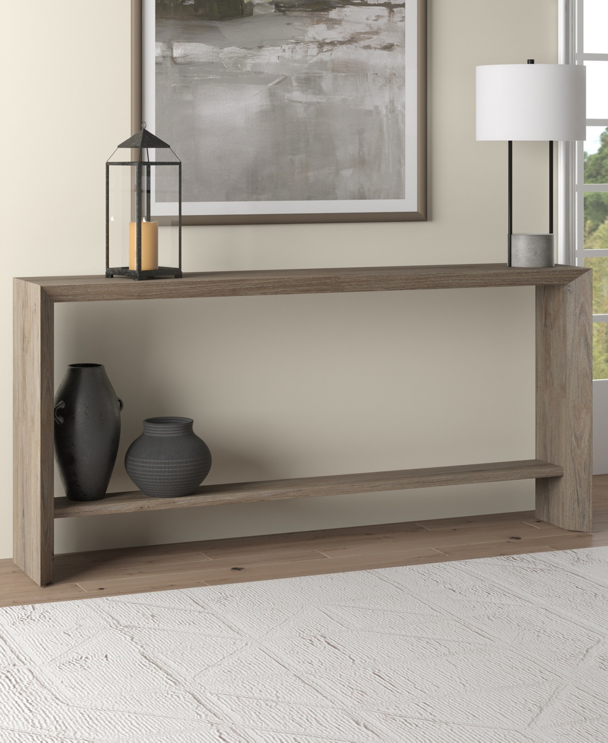 Hudson & Canal Osman 64" Wood Wide Rectangular Console Table