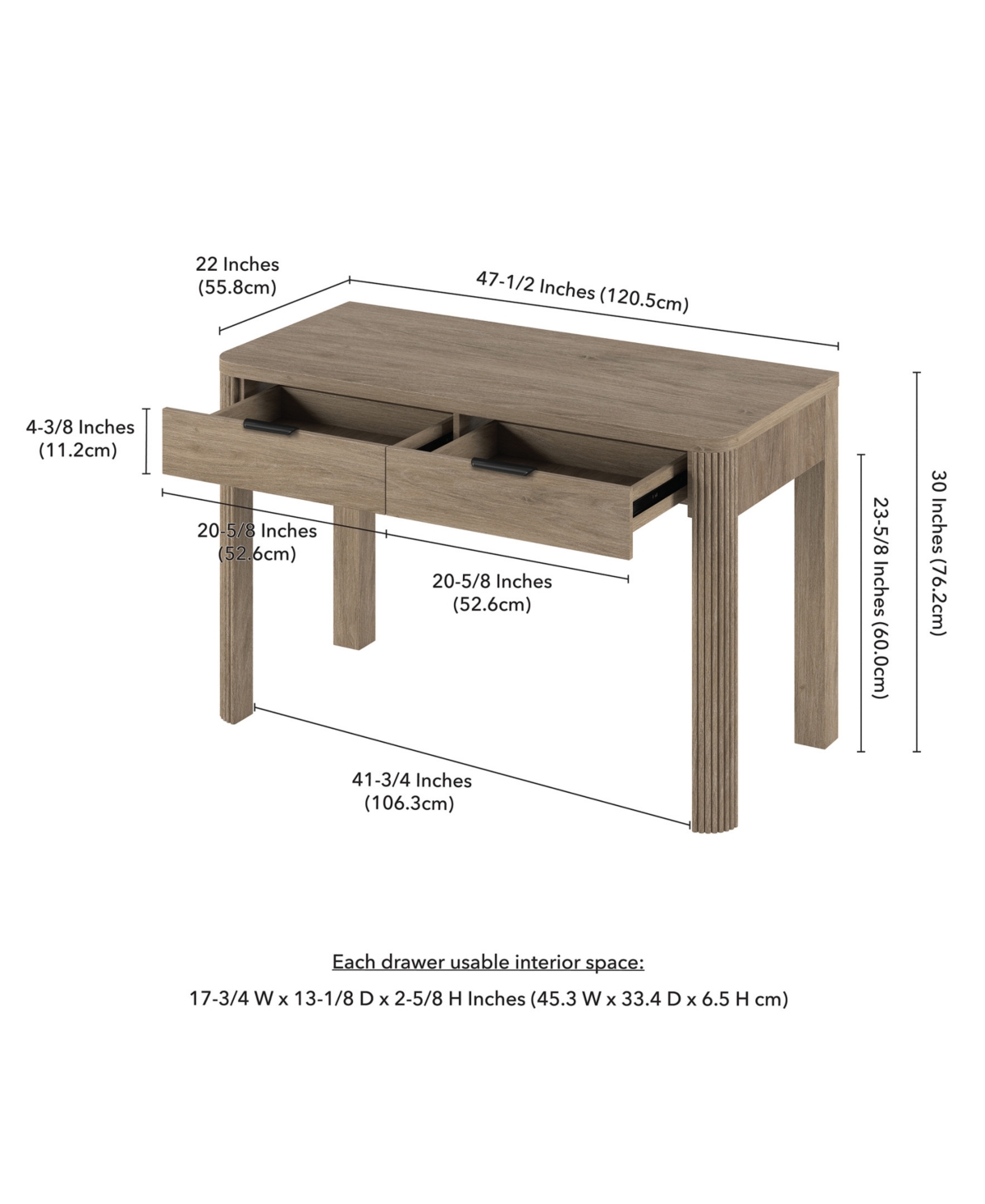 Hudson & Canal Lonsdale 48'' Wood Wide Rectangular Desk