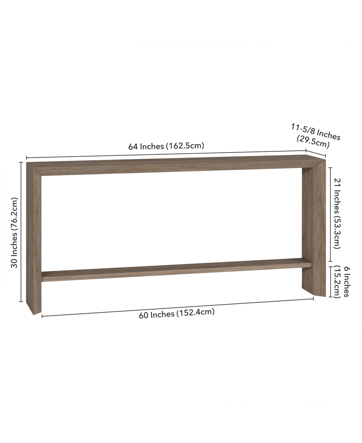 Hudson & Canal Osman 64" Wood Wide Rectangular Console Table