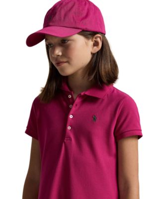 Girls 7-16 Pleated Stretch Mesh Polo Dress