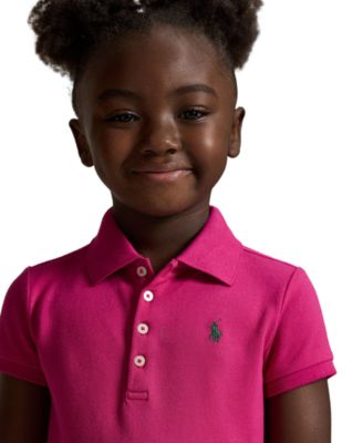Girls 2T-6X Pleated Stretch Mesh Polo Dress