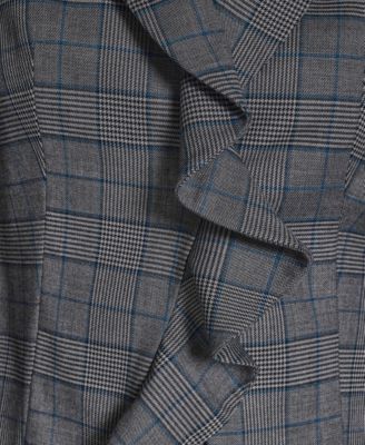 Women's Plaid Long-Sleeve Ruffle Jacket