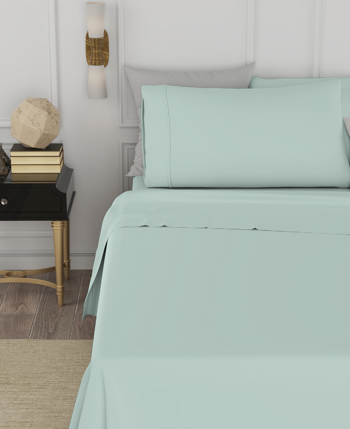 Color Sense Brushed Cool Crisp Solid Cotton 4-pc. Sheet Set, Queen In Green