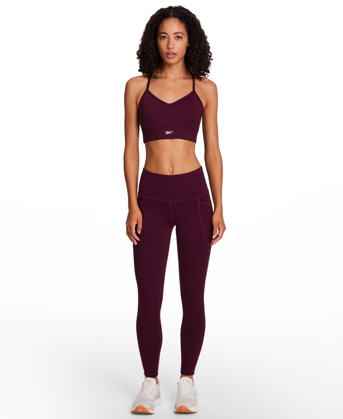 Reebok Women's Id Train Tri-back Mid-impact Sports Bra In Burgundy