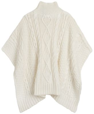 Crest Button Cable Poncho Wrap