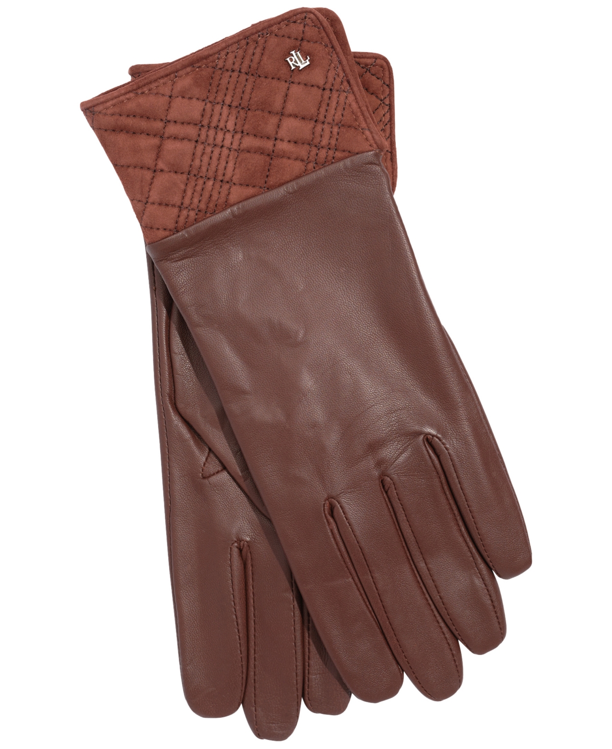 Ralph Lauren Suede Plaid Cuff Glove In Brown