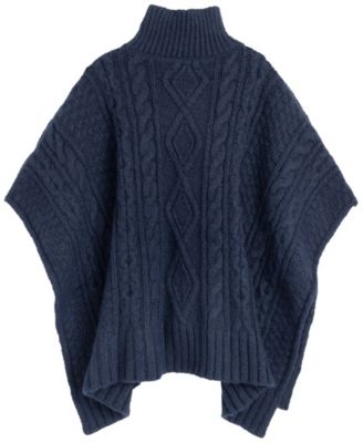 Crest Button Cable Poncho Wrap