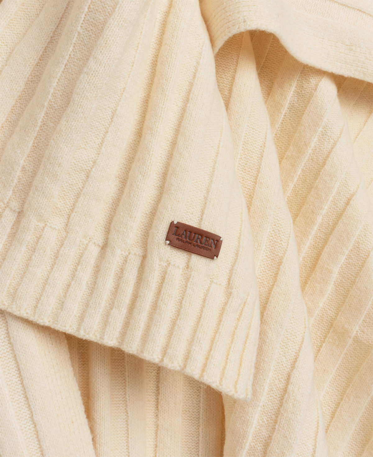 Lauren Ralph Wide Rib Knit Ruana With Pockets