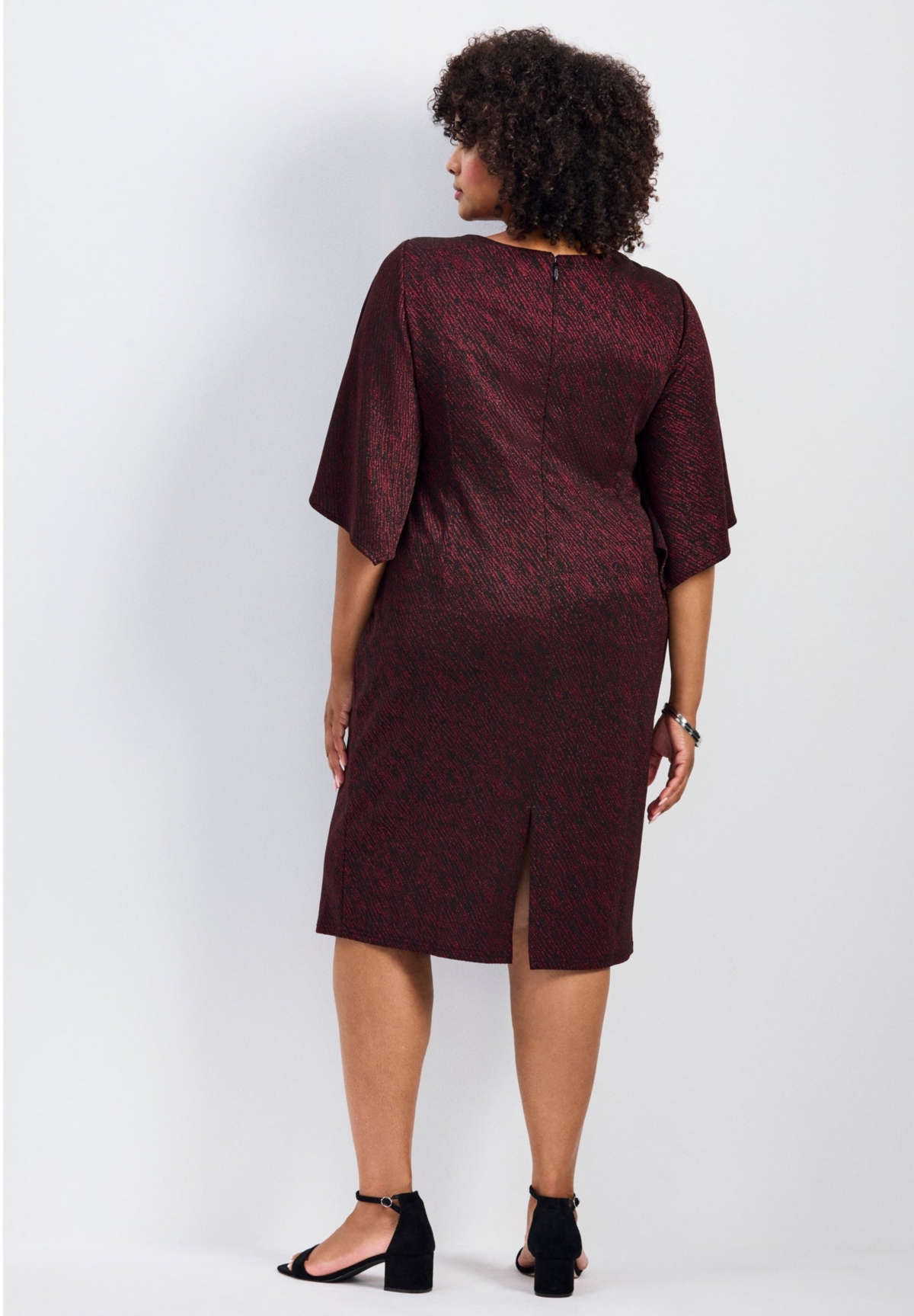 Avenue Women's Plus Anastasia Metallic Knit Tie Front Dress