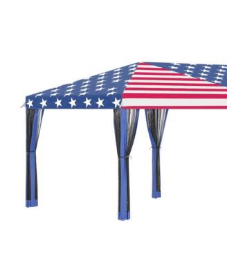 10' x 20' Pop Up Canopy with 6 Sidewall Mesh Nettings, Flag