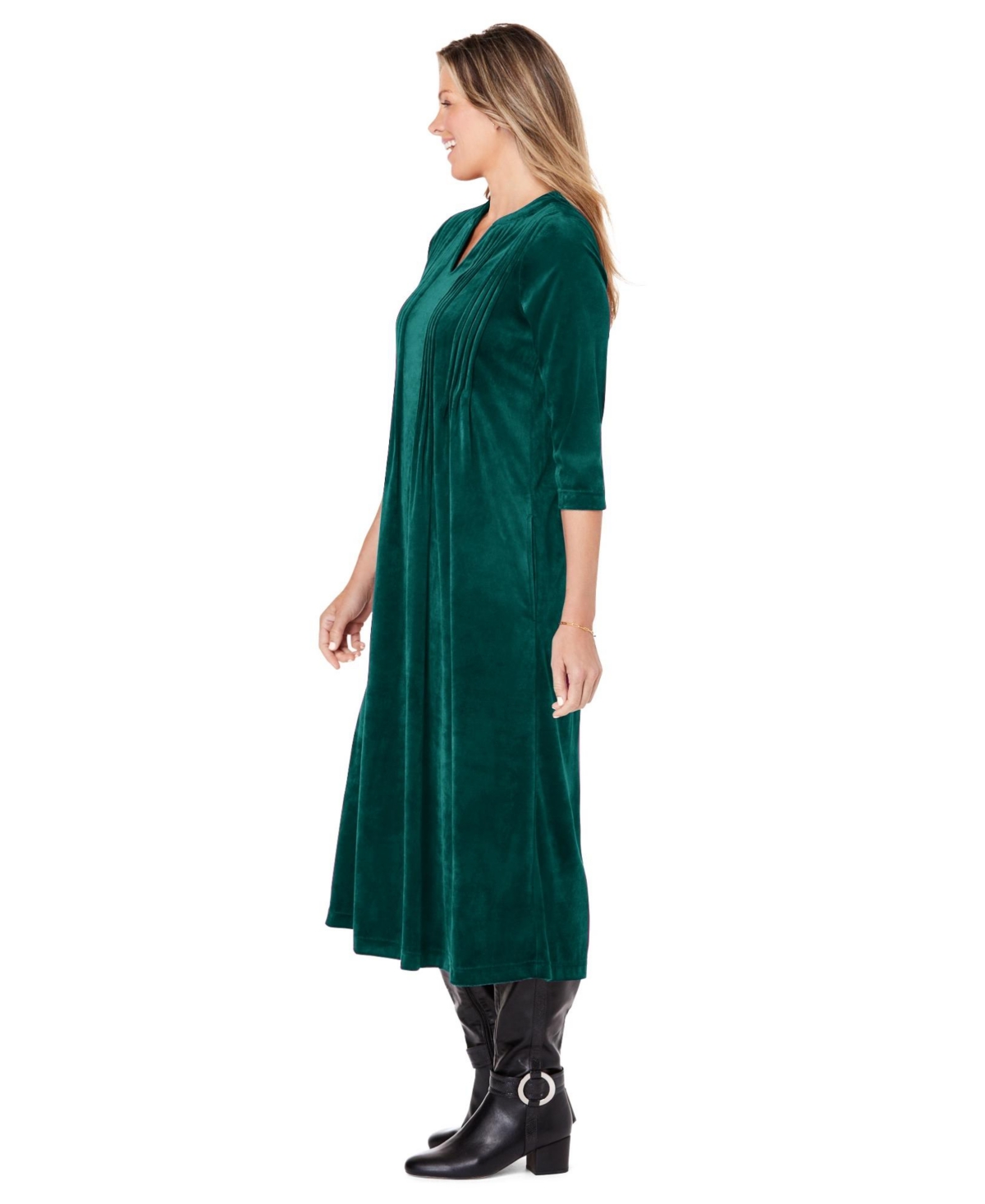 Woman Within Plus Pintuck Velour Dress
