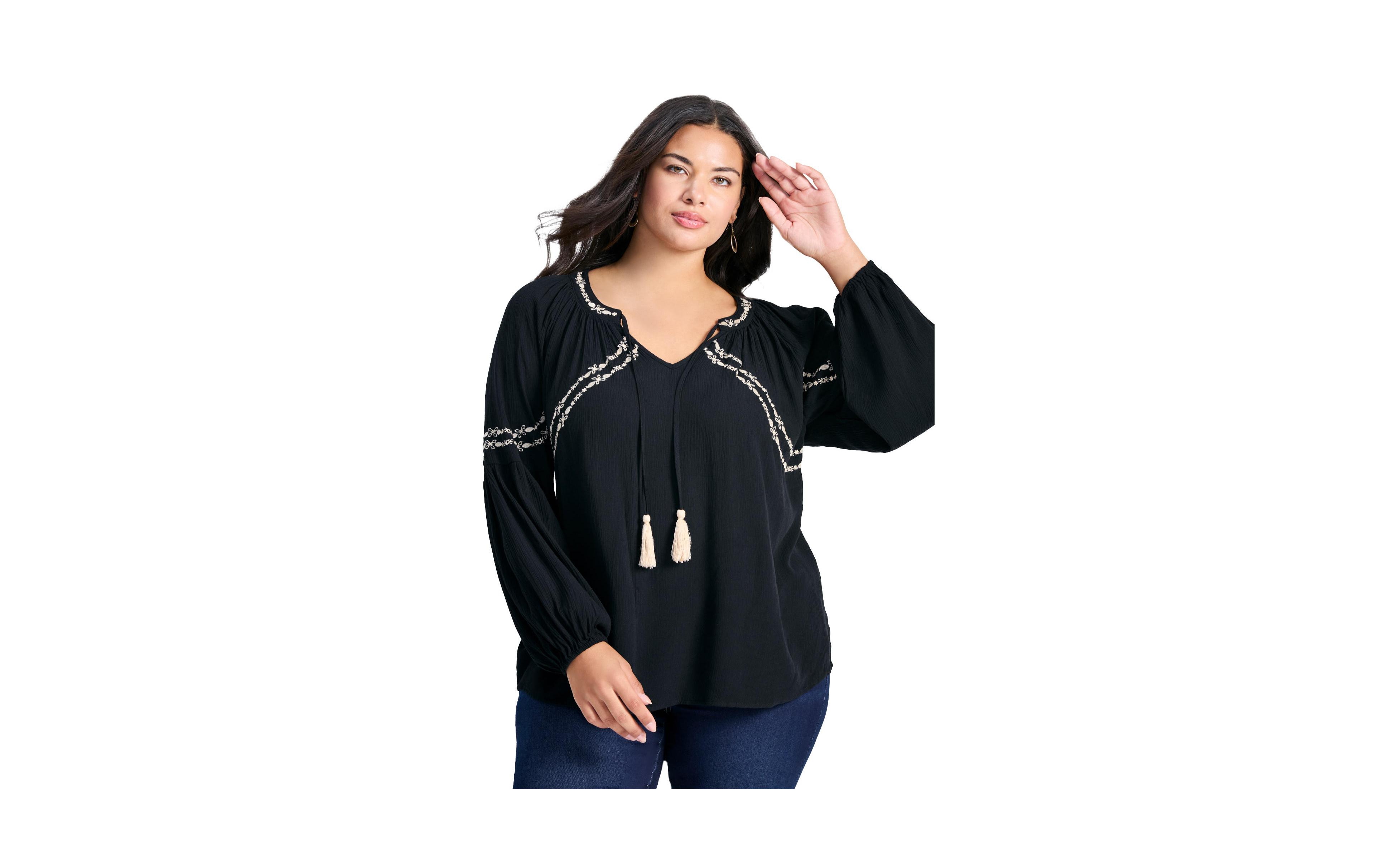Avenue Women's Plus Isabelle Embroidered Top