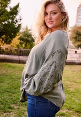 Women's Plus Size Gabby Embroidered Pintuck Shirt