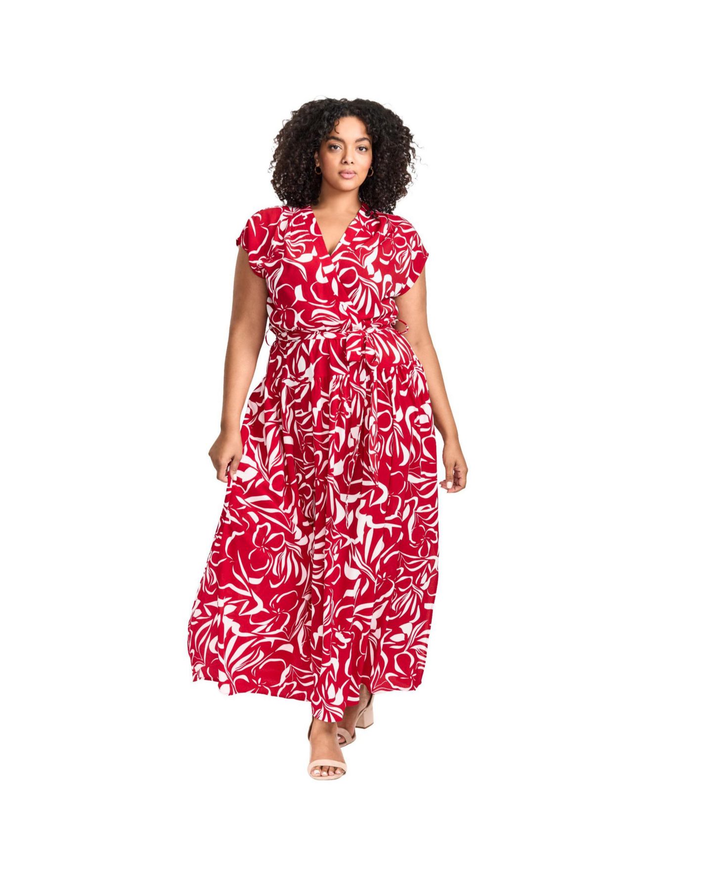 Женское платье Avenue Plus Size Havana Maxi, цвет: Красный с принтом — фото 1