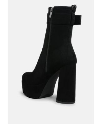 Womens Wanderer Flared Block Heel Mid-Calf Boots