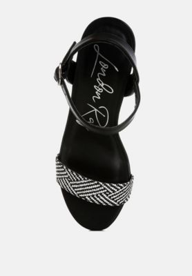 London Rag Womens Tulata Raffia Pin Buckle Block Heels