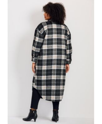 Women's Plus Size Brushed Long Shirt Jacket