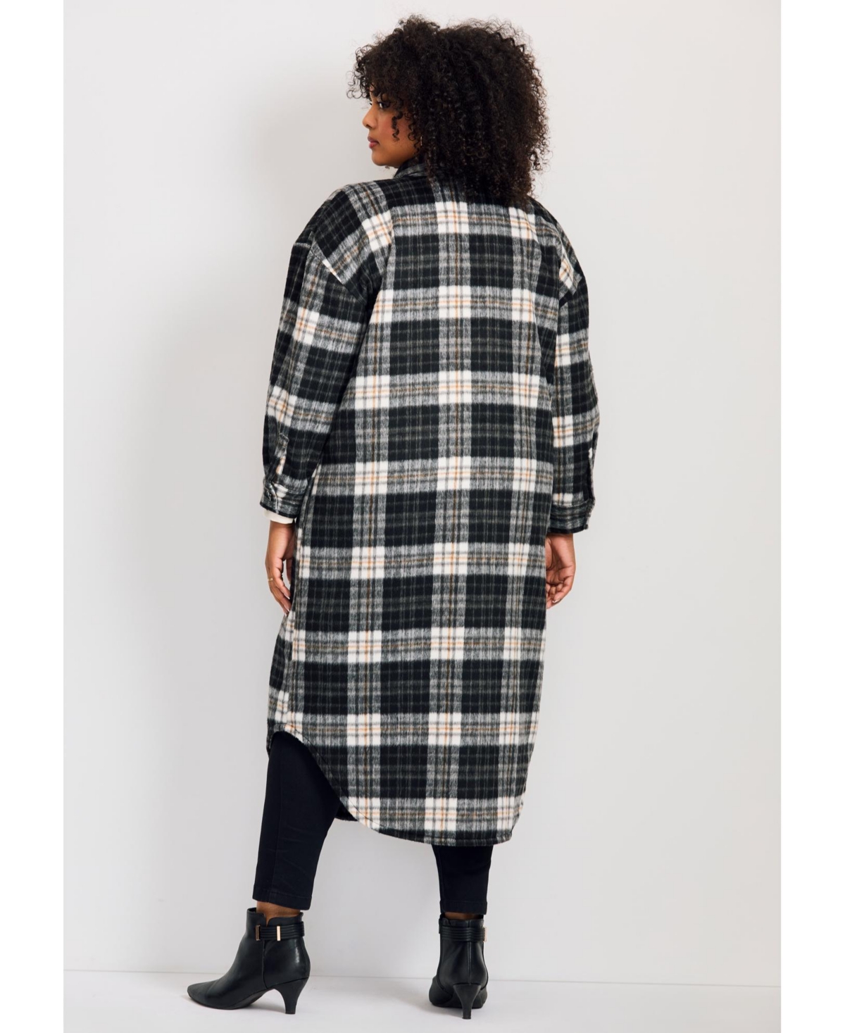 Avenue Women's Plus Brushed Long Shirt Jacket