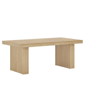 63 Inches Farmhouse Dining Table for 6, Modern Kitchen Table with Fluted Line,Natural